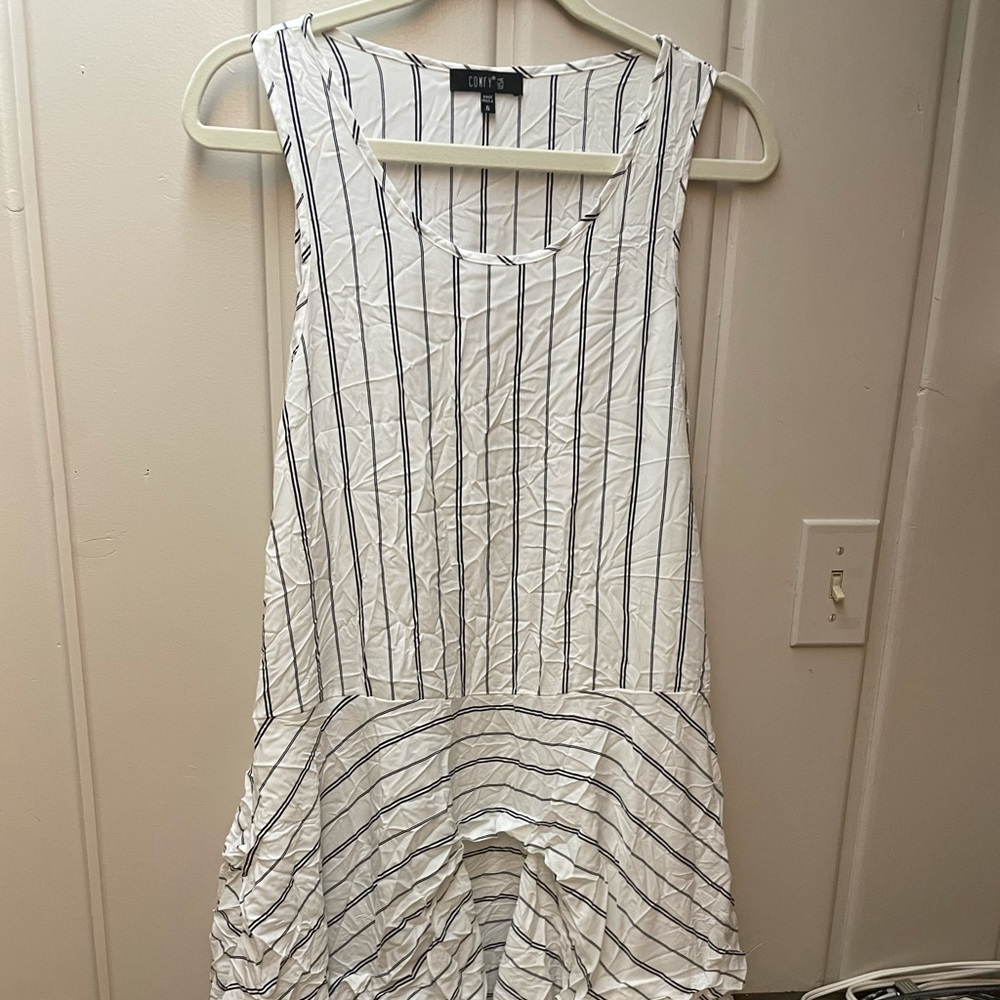 Comfy dropped waist dress in black & white stripe